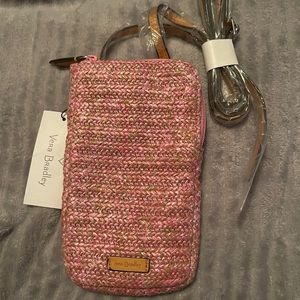 NWT Vera Bradley straw crossbody phone purse, strawberry pink